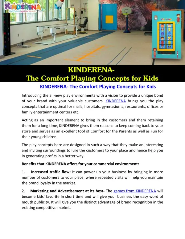 KINDERENA- The Comfort Playing Concepts for Kids