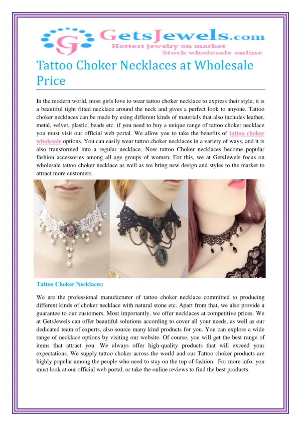 Tattoo choker necklaces wholesale