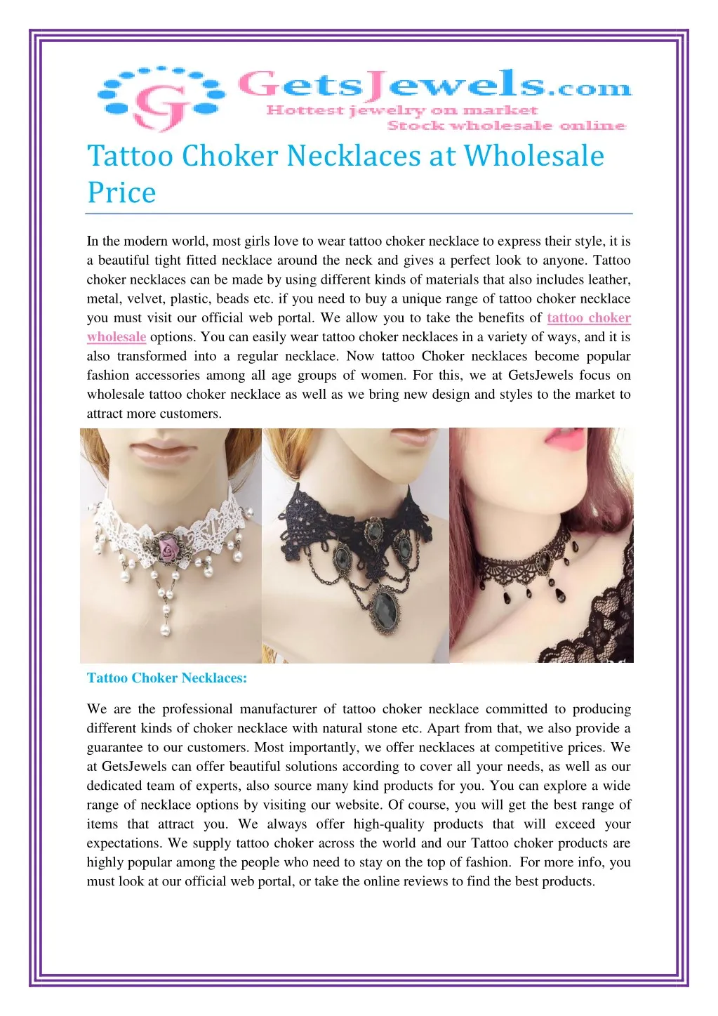 tattoo choker necklaces at wholesale price