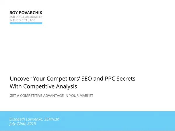 Webinar: Uncover Your Competitorsâ€™ SEO and PPC Secrets With Competitive Analysis