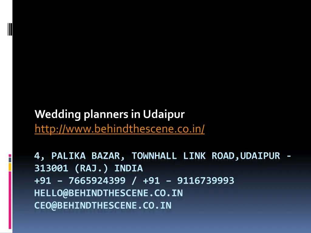 wedding planners in udaipur http www behindthescene co in