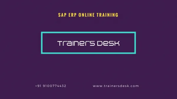 Best SAP ERP Online Training Institute in USA, UK and India - trainersdesk.com