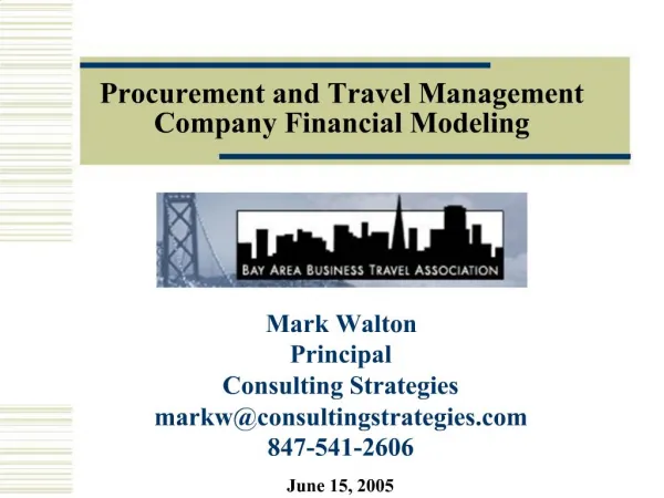 Procurement and Travel Management Company Financial Modeling