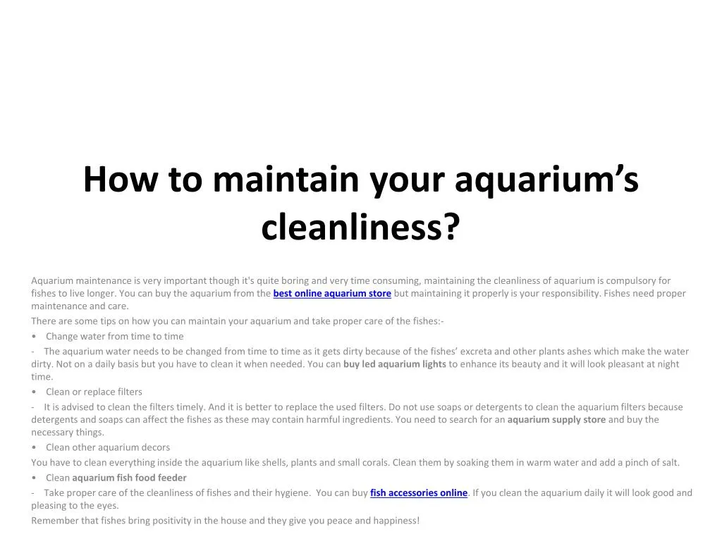 how to maintain your aquarium s cleanliness