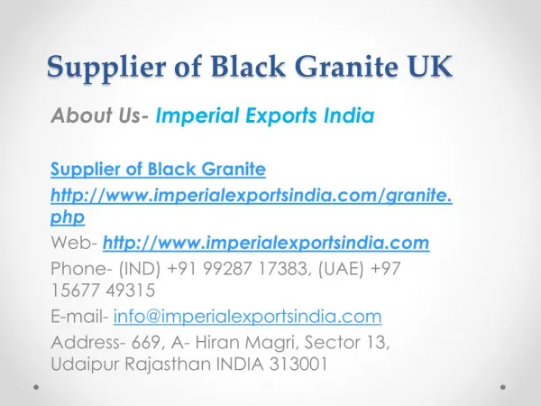 Supplier of Black Granite UK