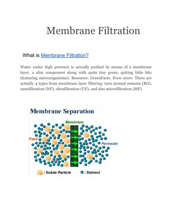 What is Membrane Filtration