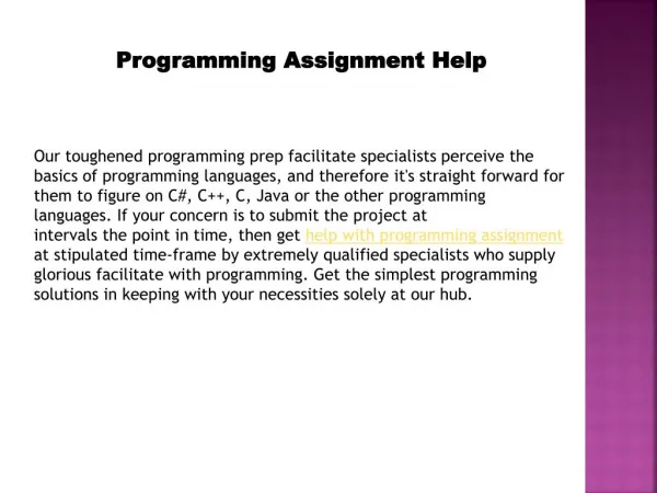 Programming Assignment Help