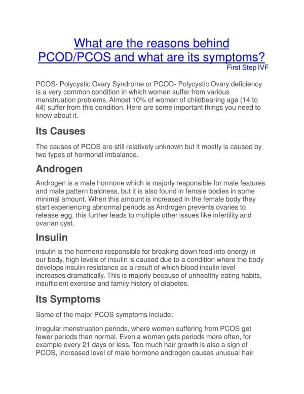 What are the Reasons Behind PCOD and PCOS