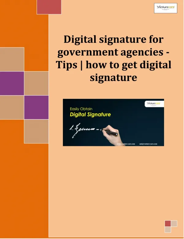 Digital Signature certificate Online|digital signature class-Venture Care