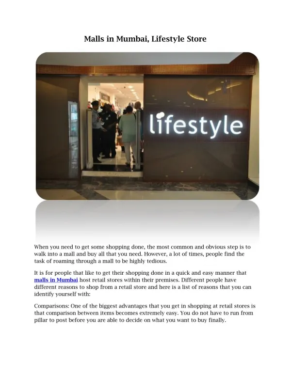 Shopping experiences enhanced at a Lifestyle Store