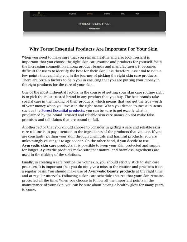 Why Forest Essential products are important for your skin