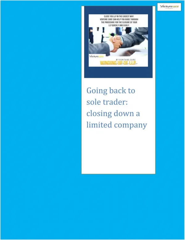 Going back to sole trader: closing down a limited company
