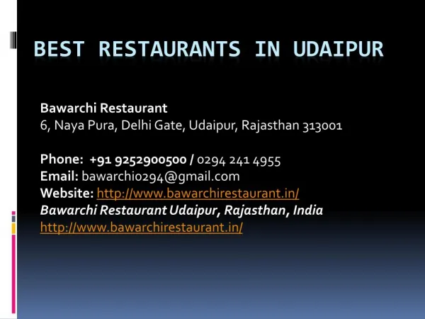 Best restaurants in udaipur