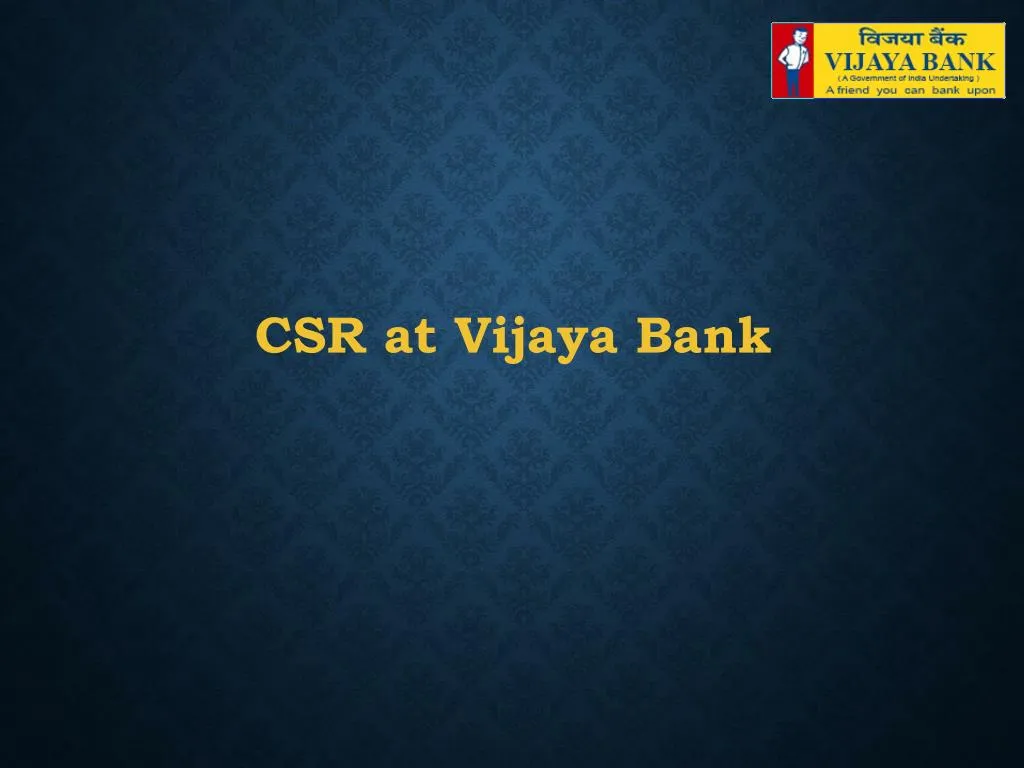 csr at vijaya bank