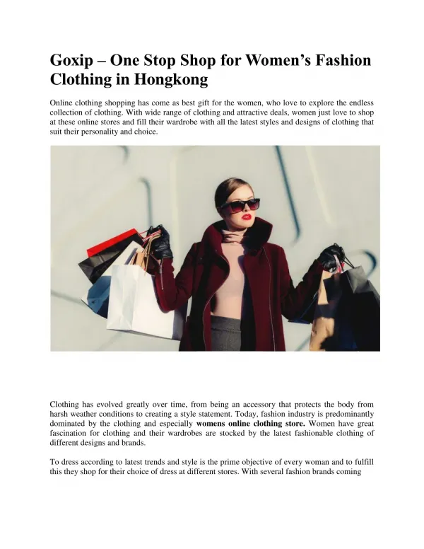 Goxip â€“ One Stop Shop for Womenâ€™s Fashion Clothing in Hongkong