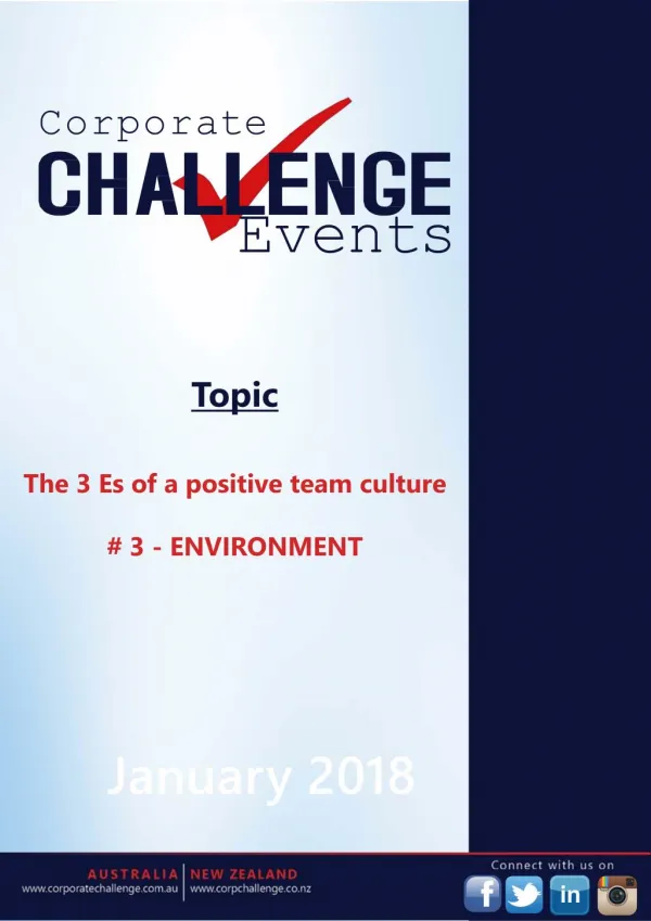The 3 Es of a positive team culture # 3 – ENVIRONMENT