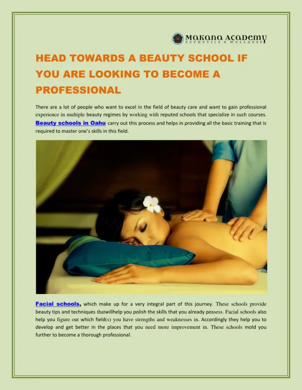Head Towards A Beauty School If You Are Looking To Become A Professional - Makana Academy