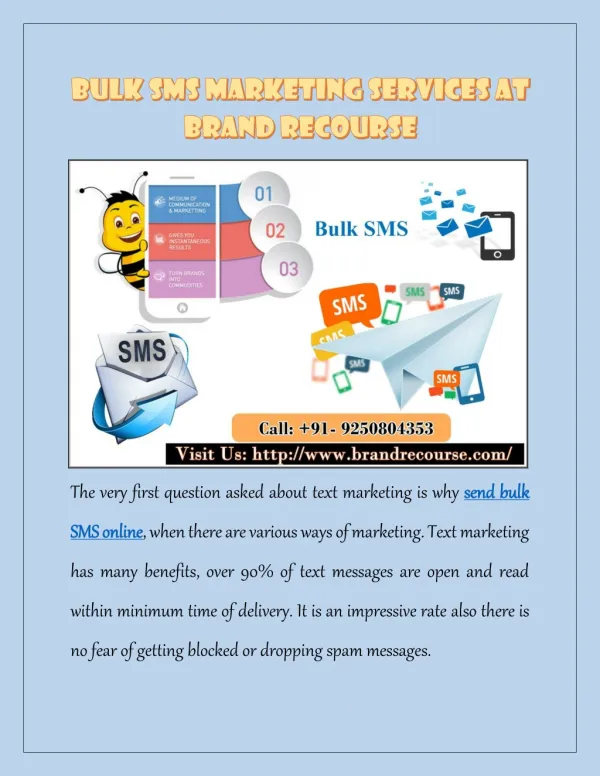 Bulk Sms Marketing Services at Brand Recourse