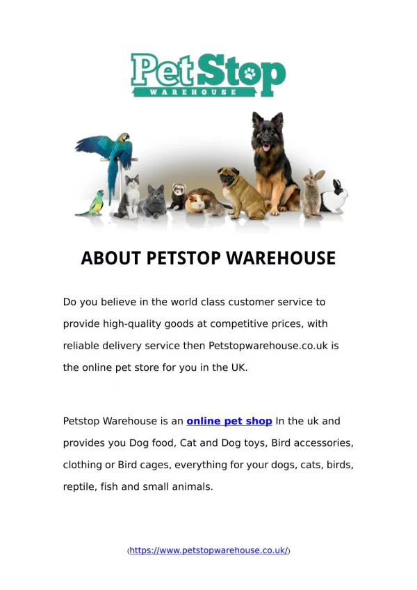 Online Pet Shop | Petstop Warehouses