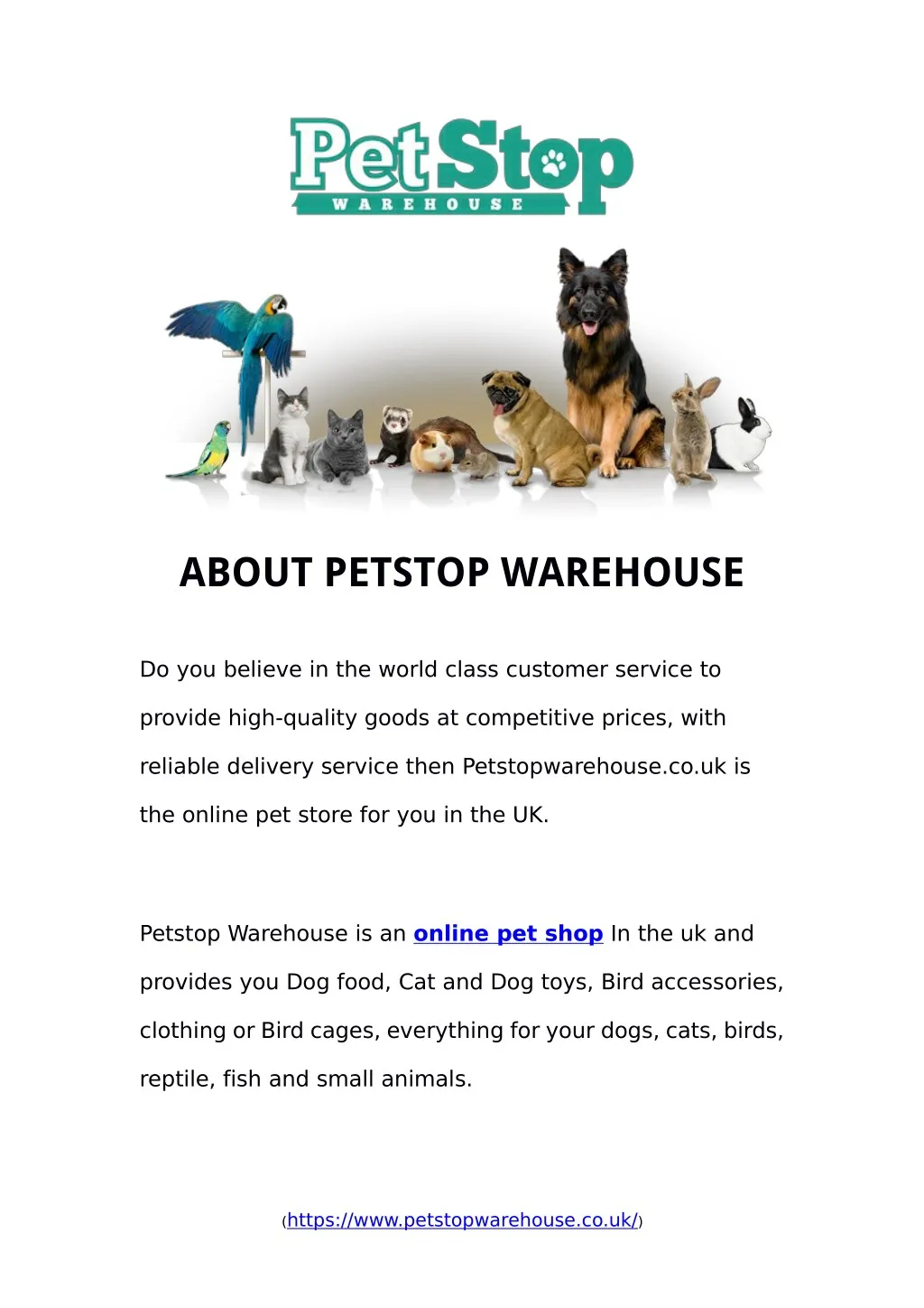 about petstop warehouse
