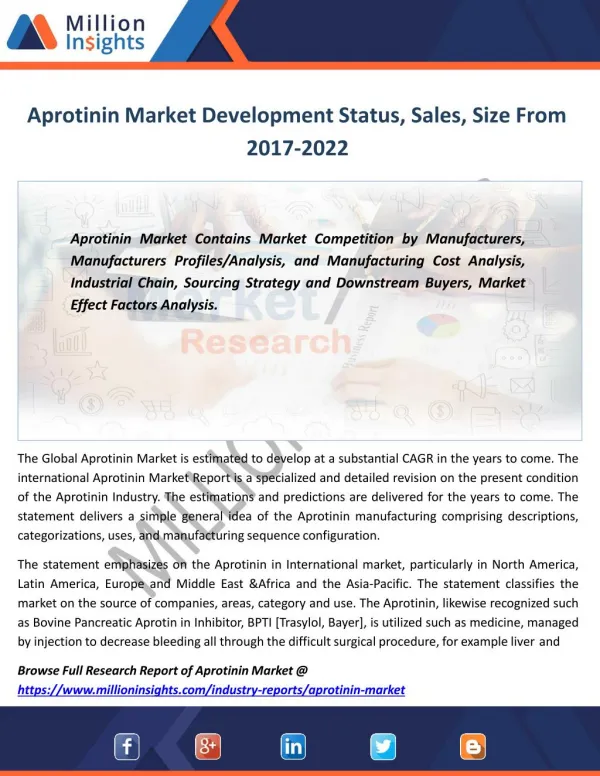Aprotinin Industry Research By Application, Growth rate By 2022