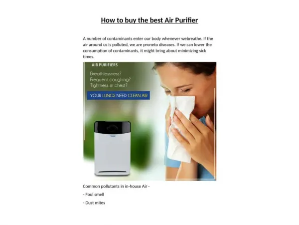 How To Buy The Best Air Purifier