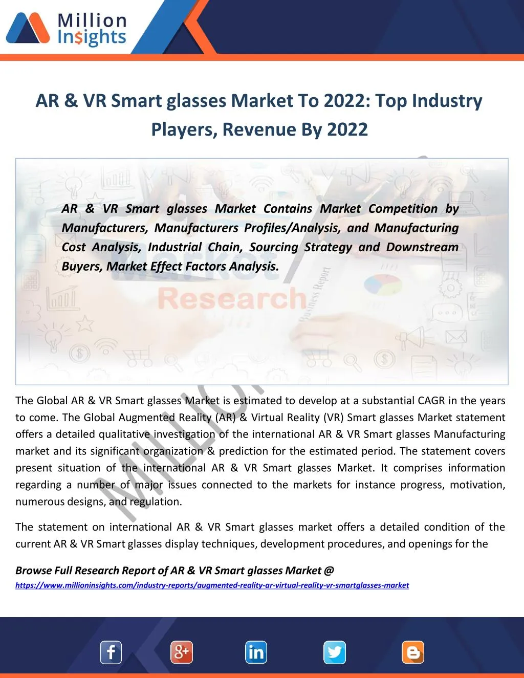 ar vr smart glasses market to 2022 top industry players revenue by 2022