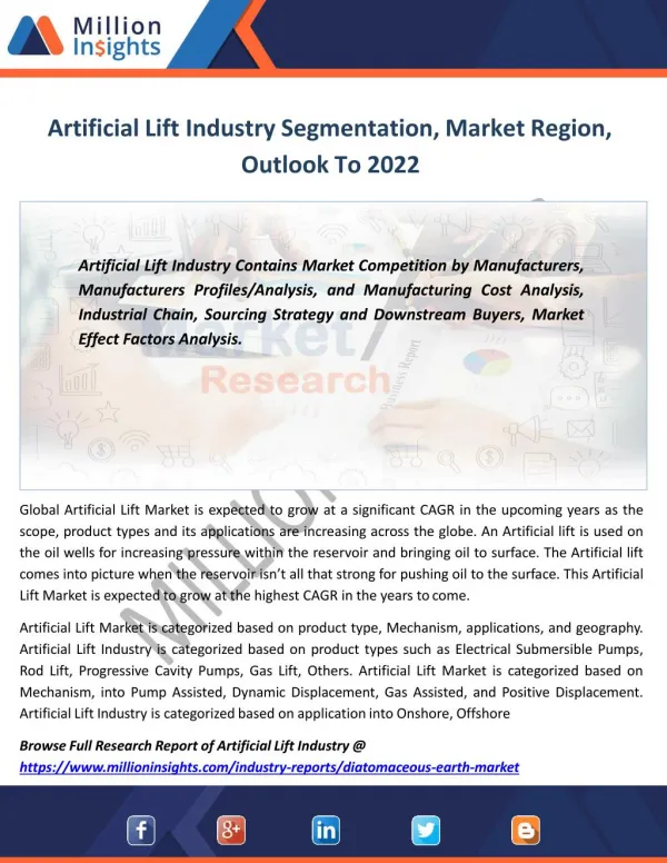 Artificial Lift Market Size, Gross Margin, Overview, Competitors to 2022