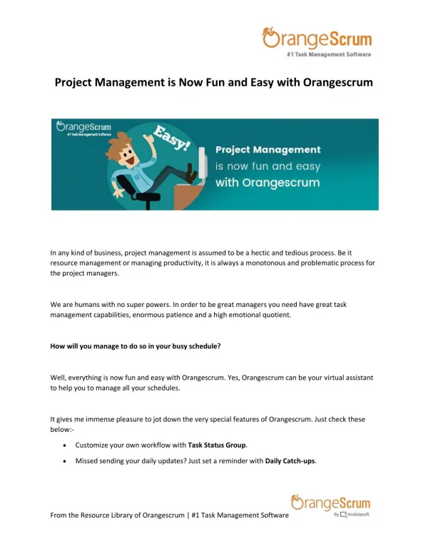 Project Management is Now Fun and Easy with Orangescrum