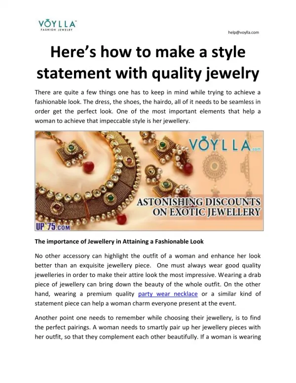 Here’s how to make a style statement with quality jewelry