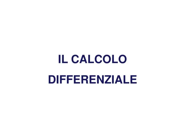 il calcolo differenziale