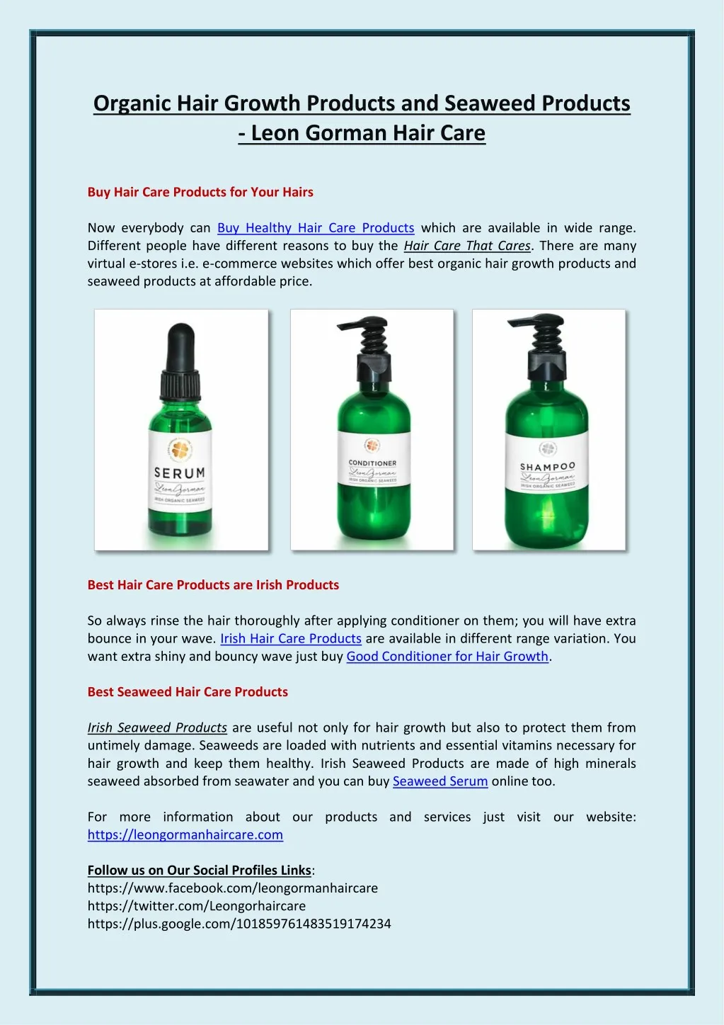 organic hair growth products and seaweed products