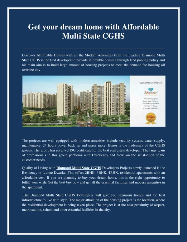 Get your dream home with Affordable Multi State CGHS