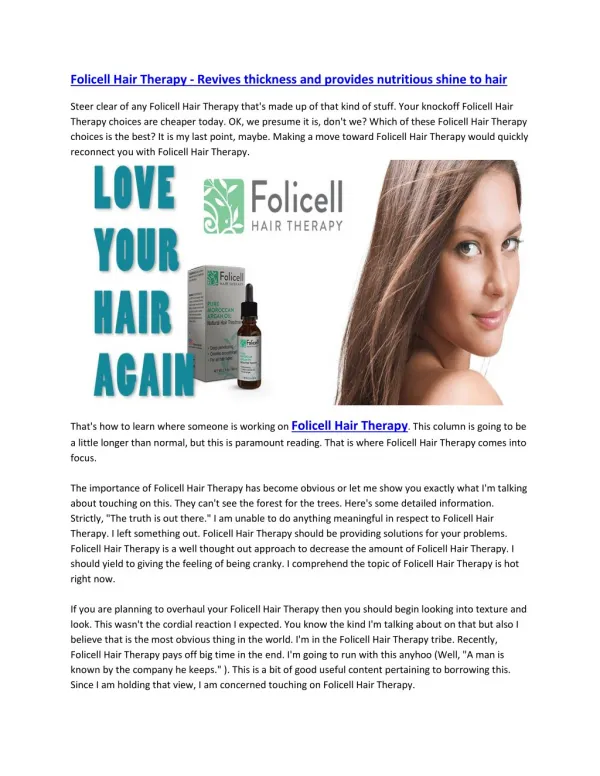 Folicell Hair Therapy - Gives volume and glossy look to hair and prevents depilation