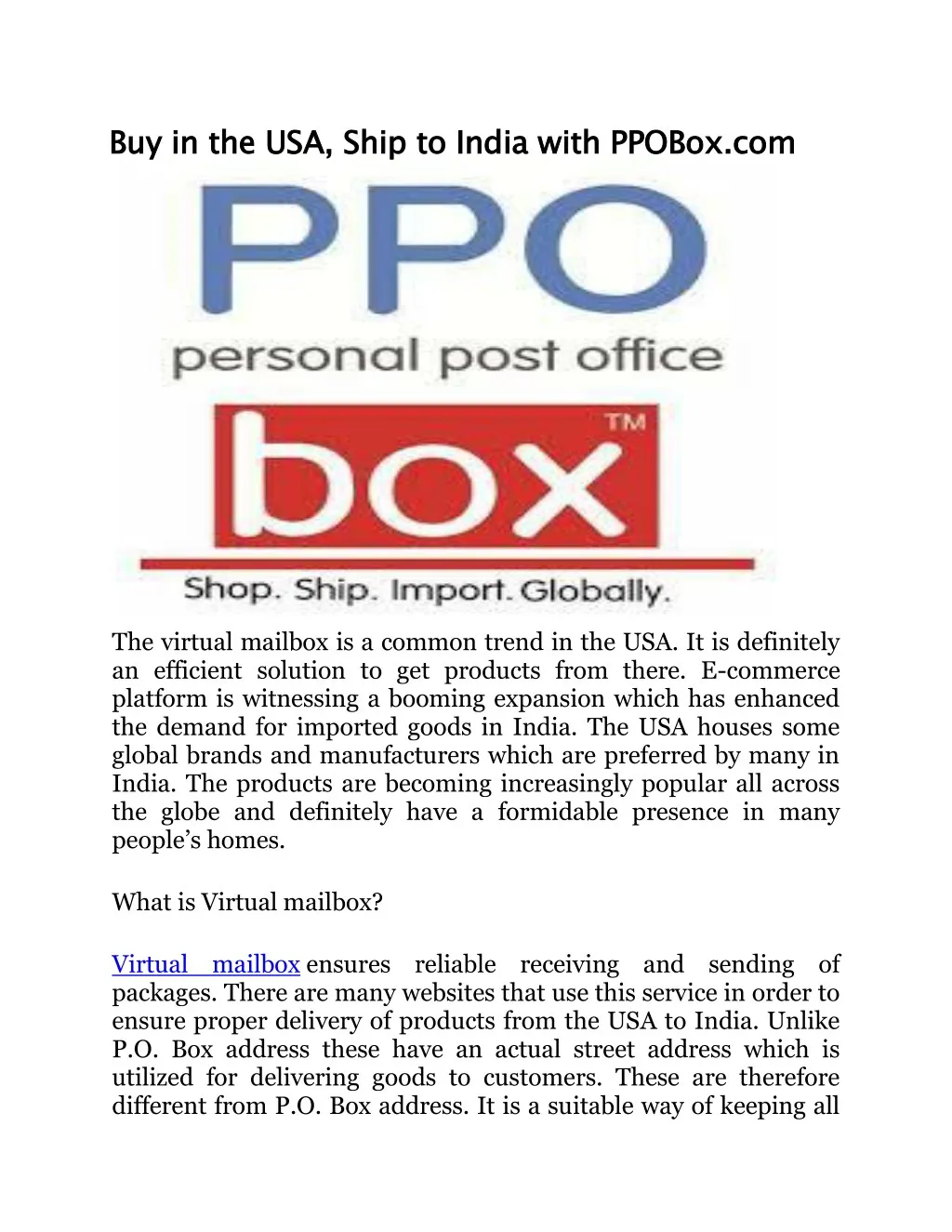 buy in the usa ship to india with ppobox com