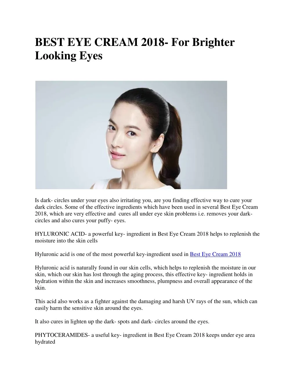 best eye cream 2018 for brighter looking eyes