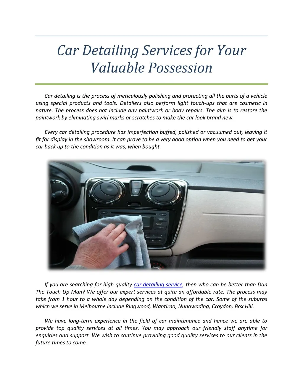 car detailing services for your valuable