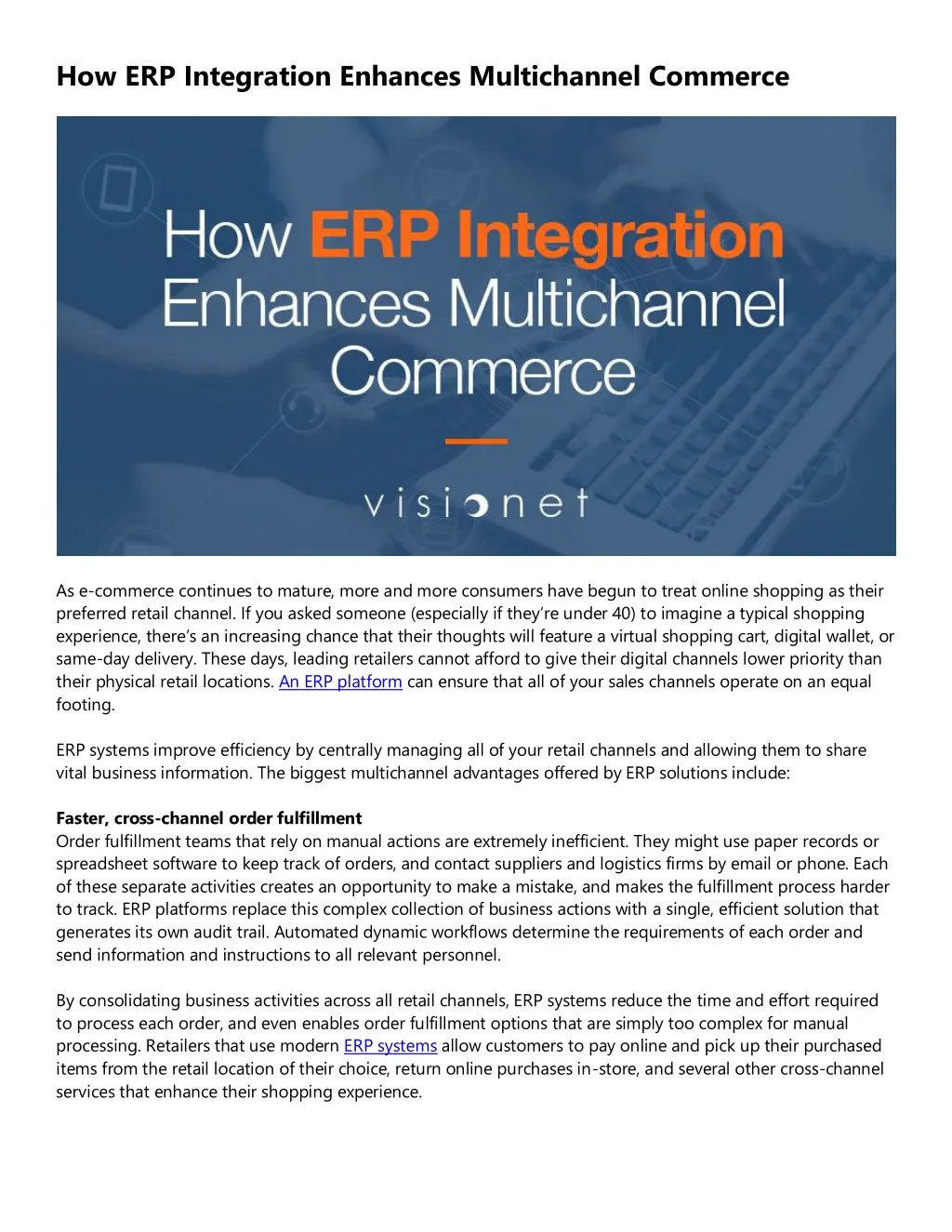 how erp integration enhances multichannel commerce