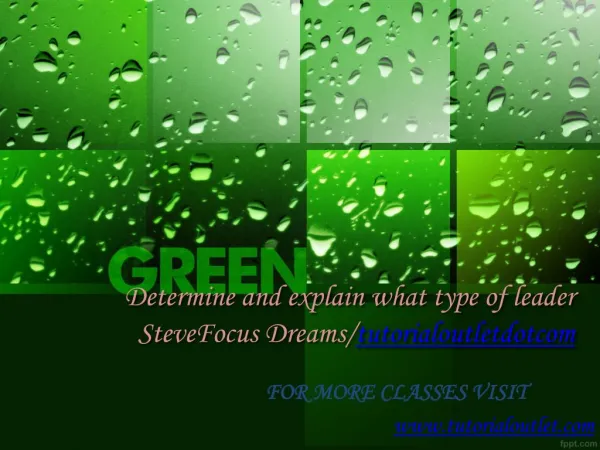 Determine and explain what type of leader SteveFocus Dreams/tutorialoutletdotcom