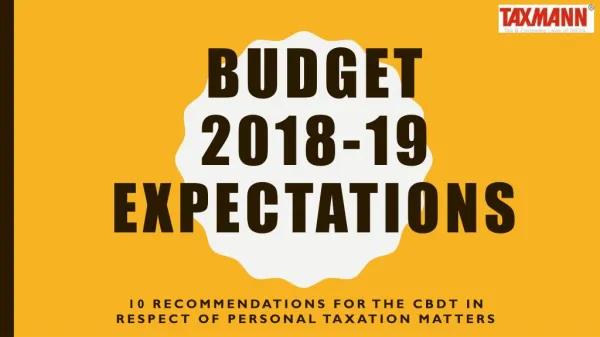 Budget 2018-19 Expectations