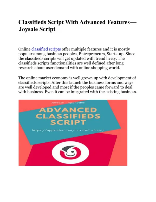 Classifieds Script With Advanced Features — Joysale Script