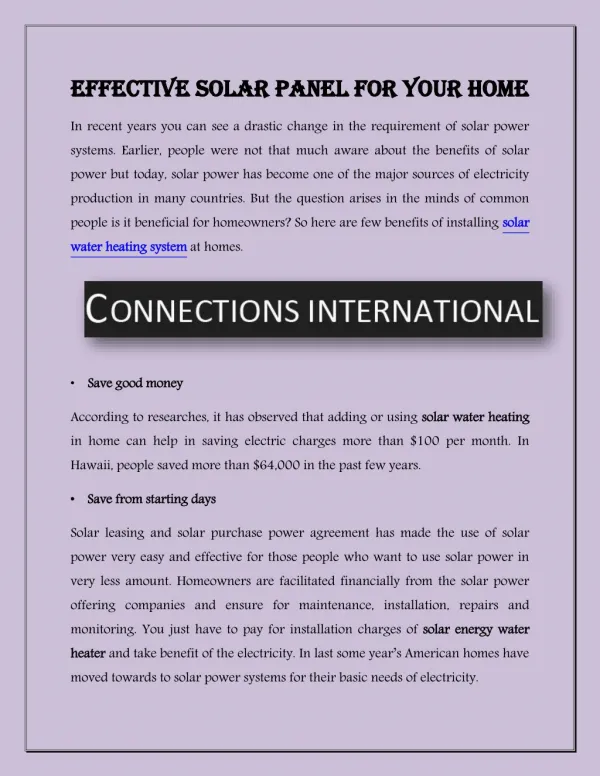 Effective Solar Panel For Your Home