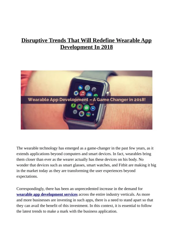 Disruptive Trends That Will Redefine Wearable App Development In 2018