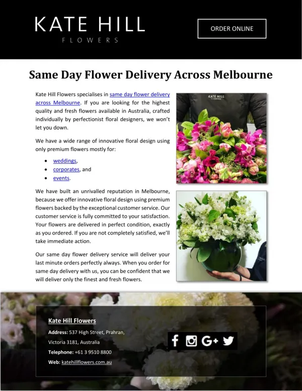 Same Day Flower Delivery Across Melbourne