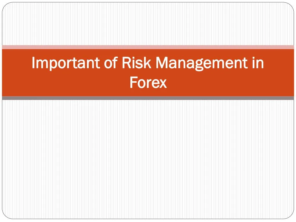 important of risk management in forex
