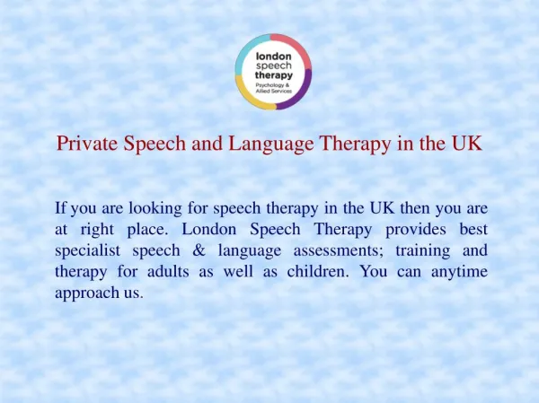 Speech Therapy for Children with Autism