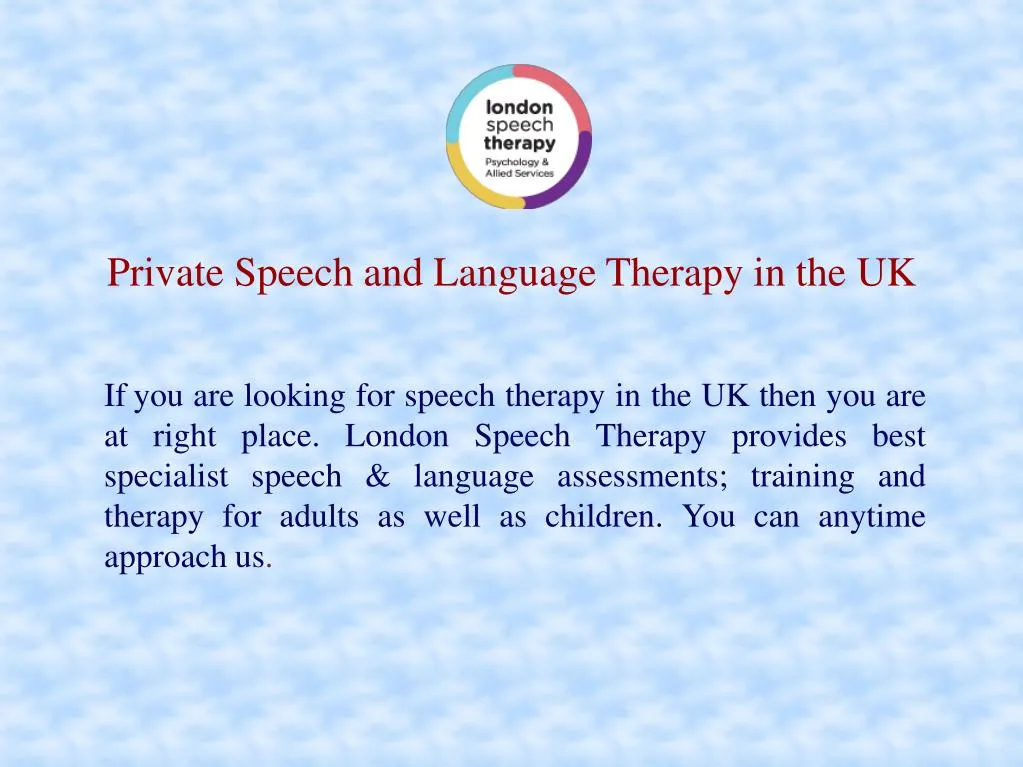 private speech and language therapy in the uk
