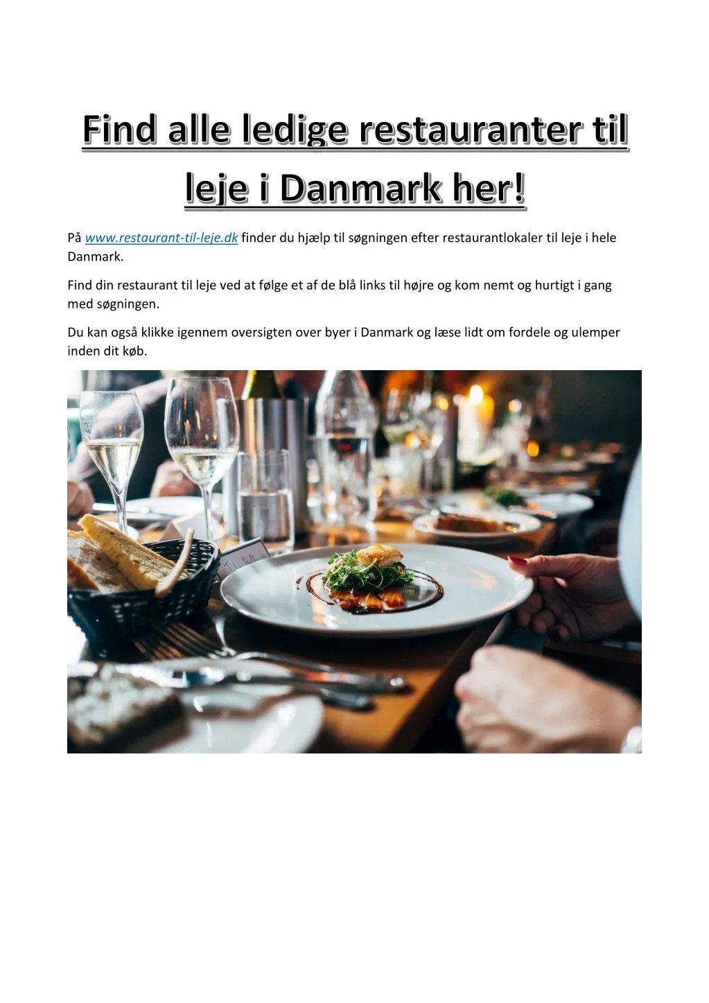 p www restaurant til leje dk finder
