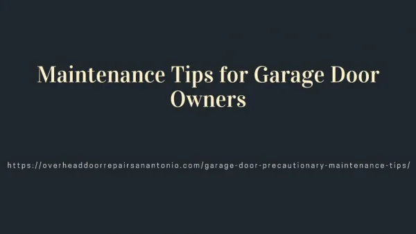 Maintenance Tips for Garage Door Owners