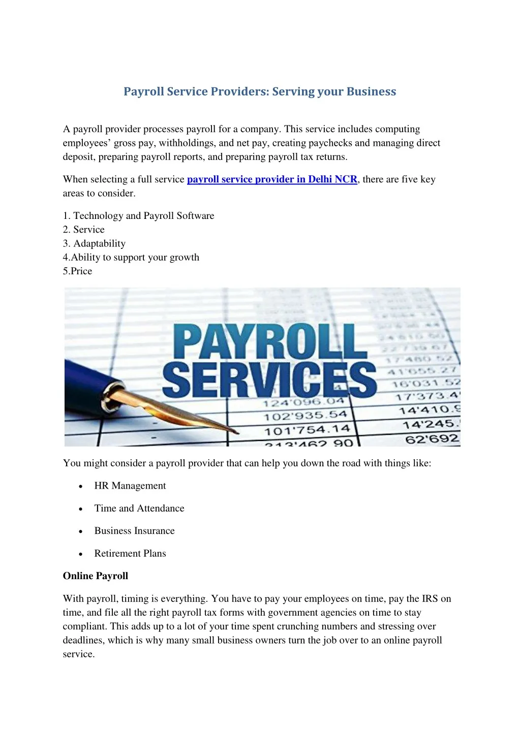 payroll service providers serving your business